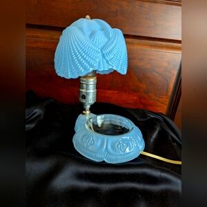 Antique Pressed Blue Glass table lamp